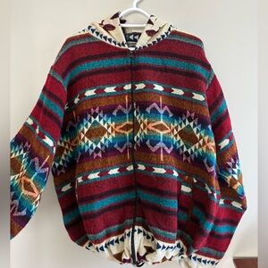 Colorful Hooded Zip-Up Sweater